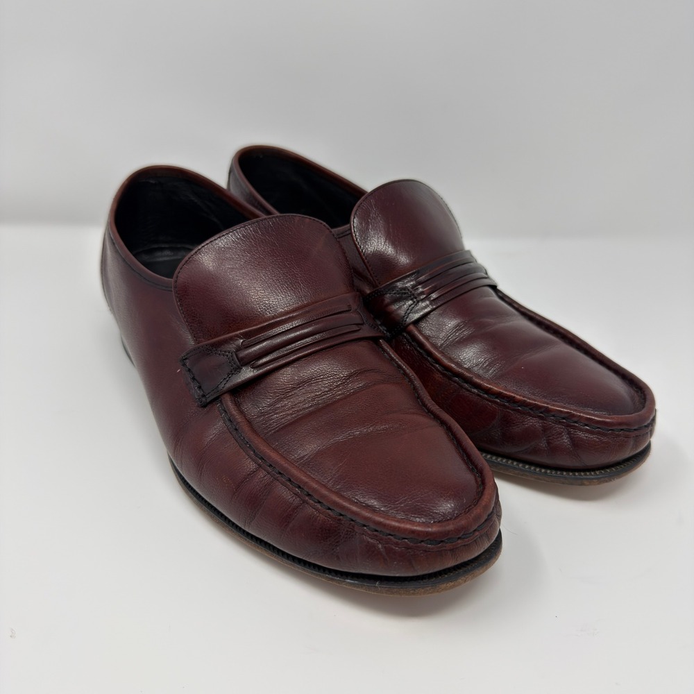 Florsheim Mens Burgundy Leather Moc Toe Slip On Loafers Dress Shoes 10.5 3E